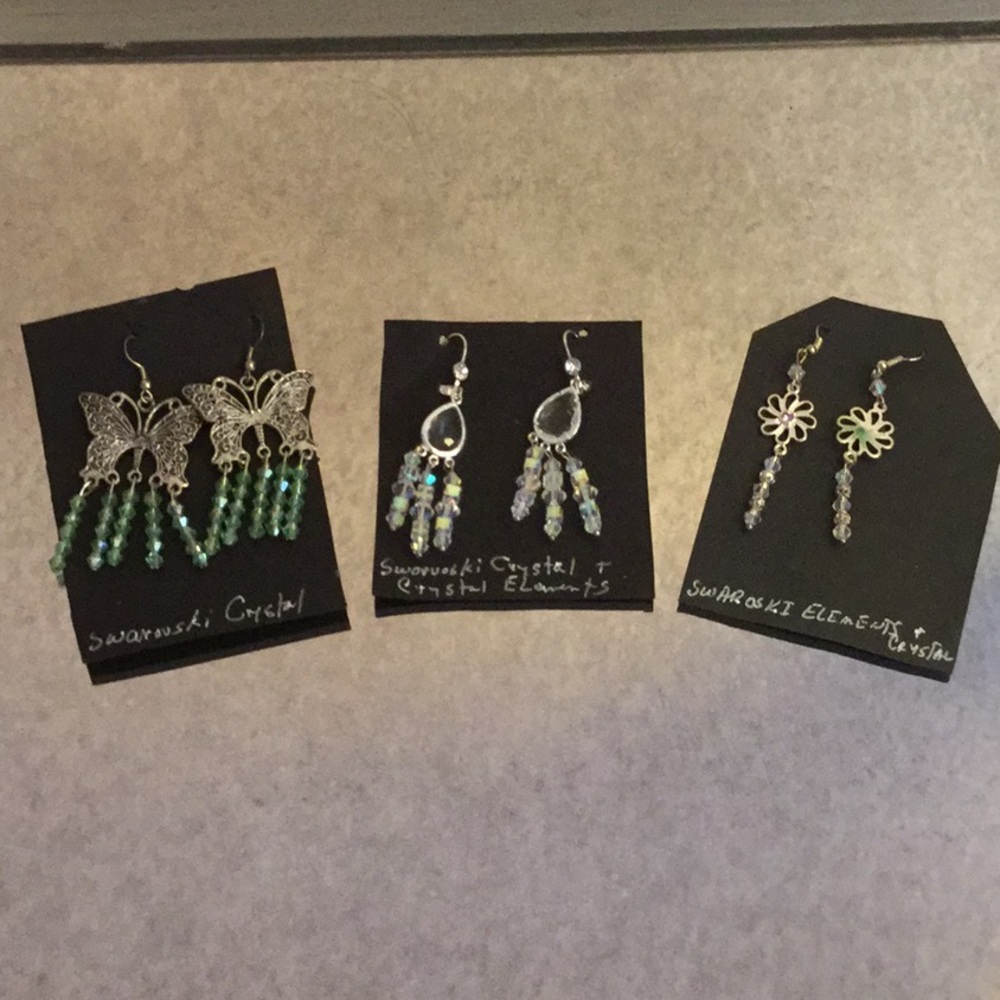 Lot of 3 Swarovski crystal earrings